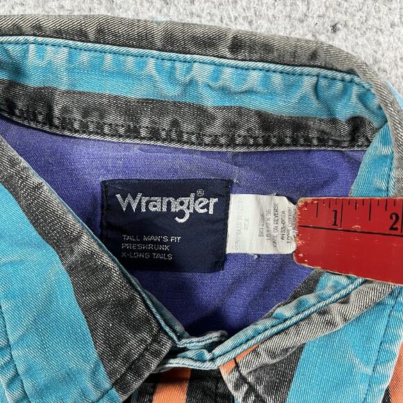 Wrangler Brushpopper Shirt Mens 18.5 Stripe Colorful Western Rodeo Cowboy VTG - Picture 3 of 12